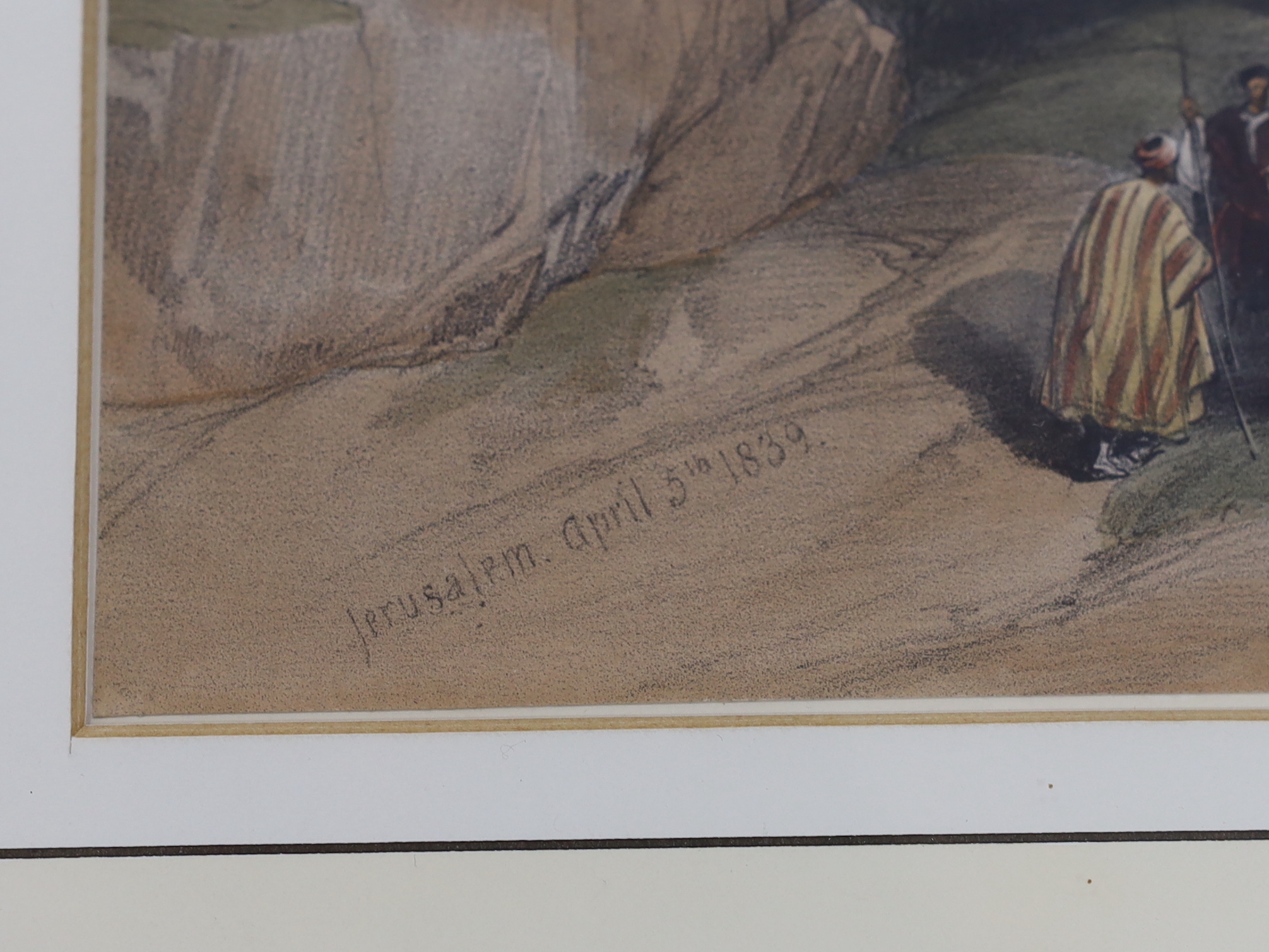 David Roberts (Scottish, 1796-1864), colour lithograph, 'Jerusalem', April 5th 1839, 32 x 49cm